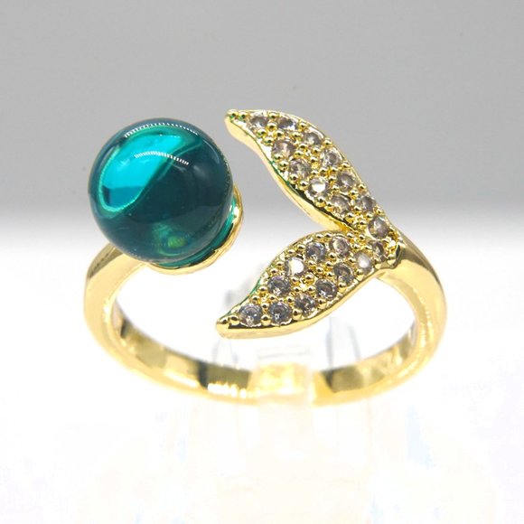 Whale tail ring with rhinestones. OS - Picture 2 of 2